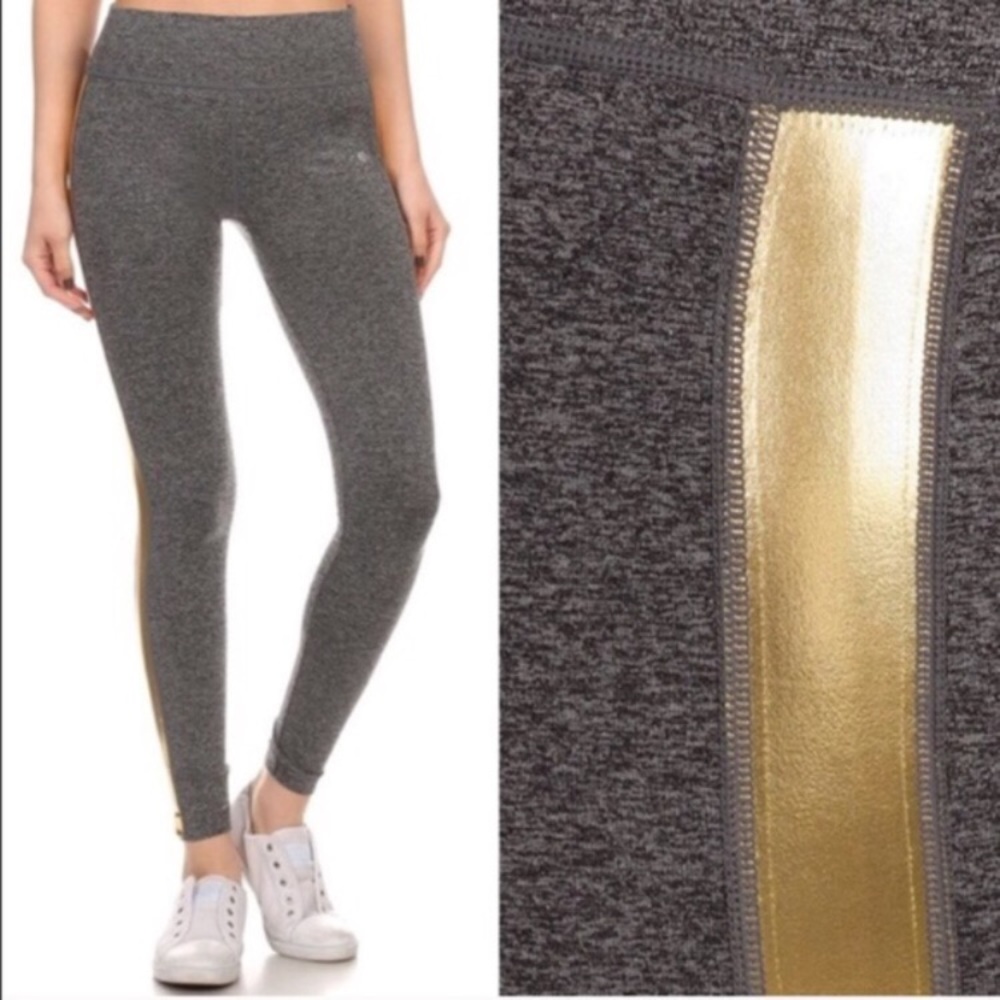 METALLIC GOLD TRIM LEGGINGS - Picture 2 of 2